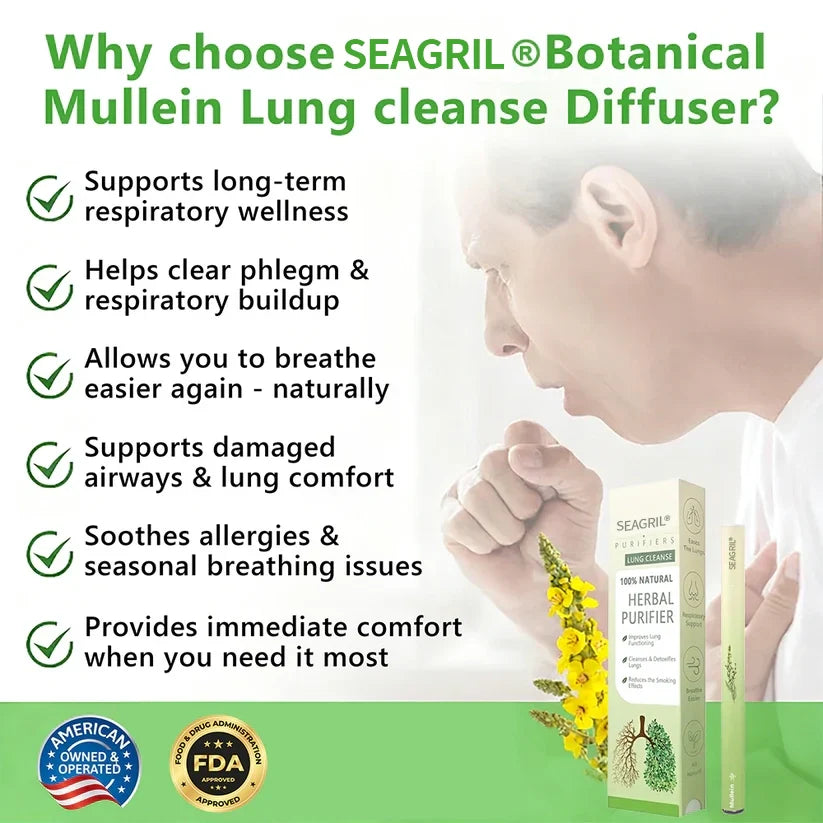 【🔥Last Day Hot Sale】𝐀𝐔 𝐎𝐰𝐧𝐞𝐝 𝐚𝐧𝐝 𝐎𝐩𝐞𝐫𝐚𝐭𝐞𝐝：SEAGRIL® 𝐁𝐨𝐭𝐚𝐧𝐢𝐜𝐚𝐥 𝐌𝐮𝐥𝐥𝐞𝐢𝐧 𝐋𝐮𝐧𝐠 𝐂𝐥𝐞𝐚𝐧𝐬𝐞 𝐃𝐢𝐟𝐟𝐮𝐬𝐞𝐫(Cough, Pharyngitis, shortness of breath, sputum, stuffy nose, bronchitis, bronchitis, allergy symptoms, lung discomfort💝)