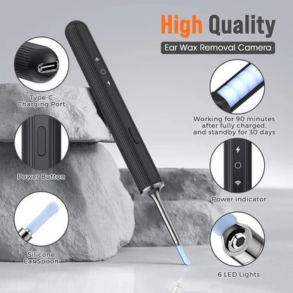 🔥SEAGRIL™ Pro Ear Cleaner Kit (HD Camera Ear Pick)-Live view • Soft silicone tips • USB-C rechargeable