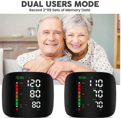 👑【2026 Hot Seller】Smart Wrist Blood Pressure Monitor(This portable home blood pressure monitor features voice-activated heart rate monitoring and a smart touchscreen LCD. It can connect to smartphones via Bluetooth.)